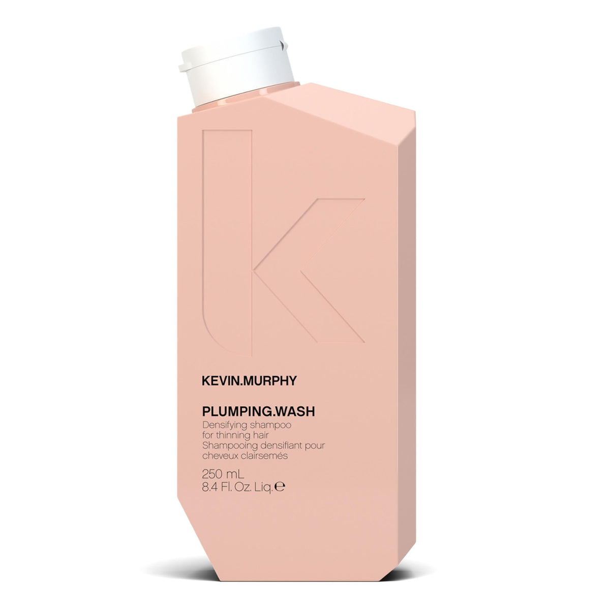 KEVIN.MURPHY PLUMPING.WASH bottle pour demonstrates densifying action for thinning hair.