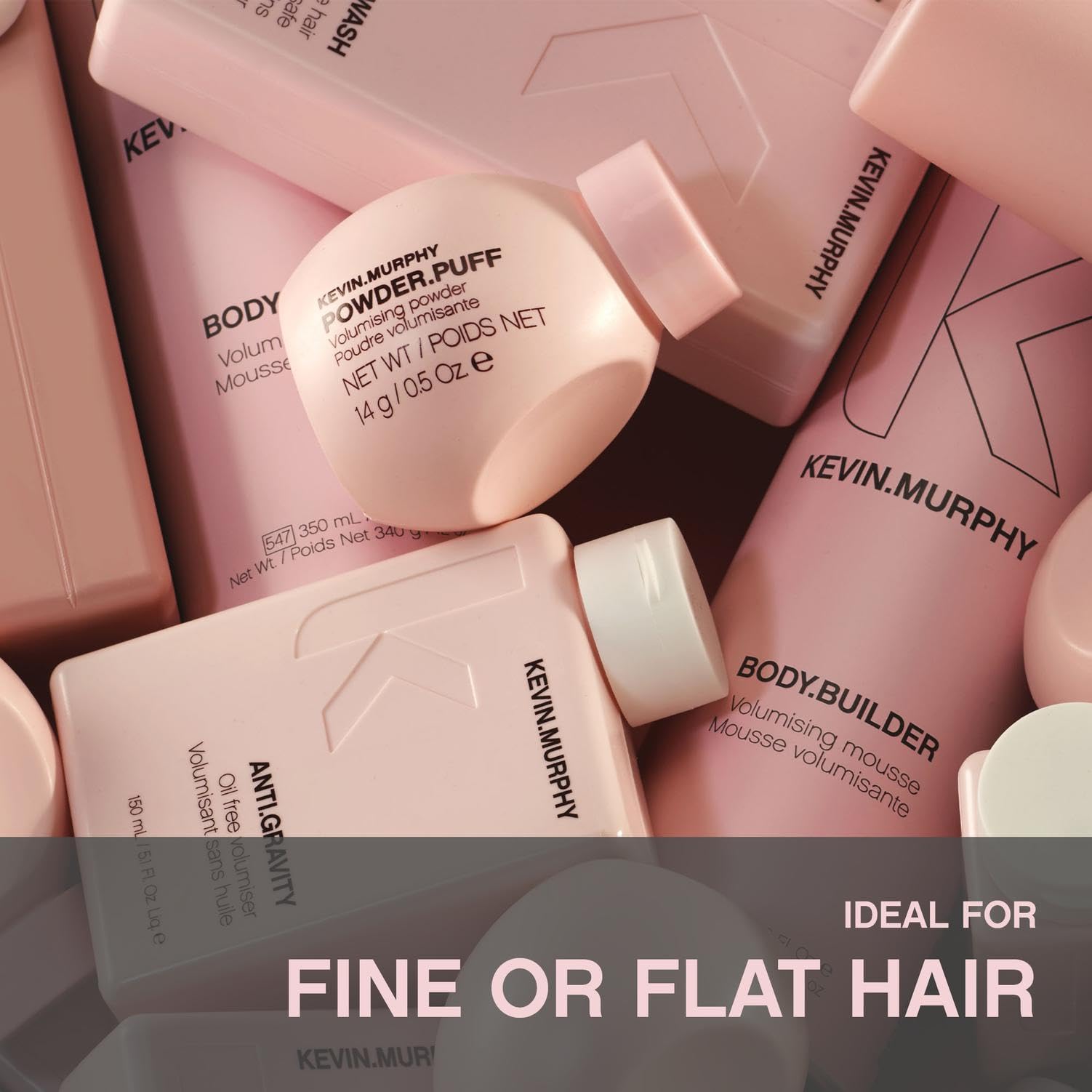 Kevin Murphy Powder Puff packaging shows compact 0.5 oz size for on-the-go styling