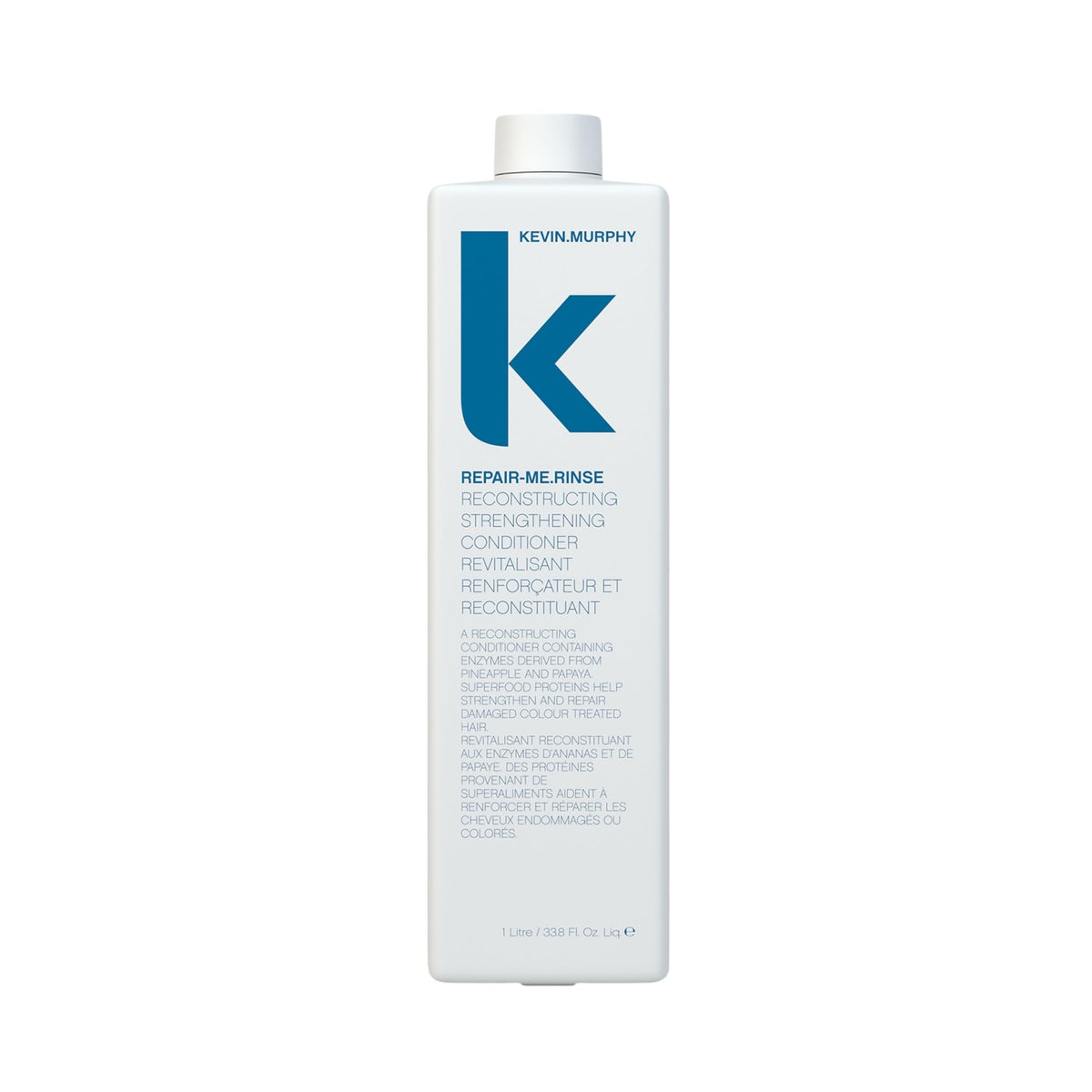 KEVIN.MURPHY REPAIR-ME.RINSE bottle shows hydrating repair for all hair types