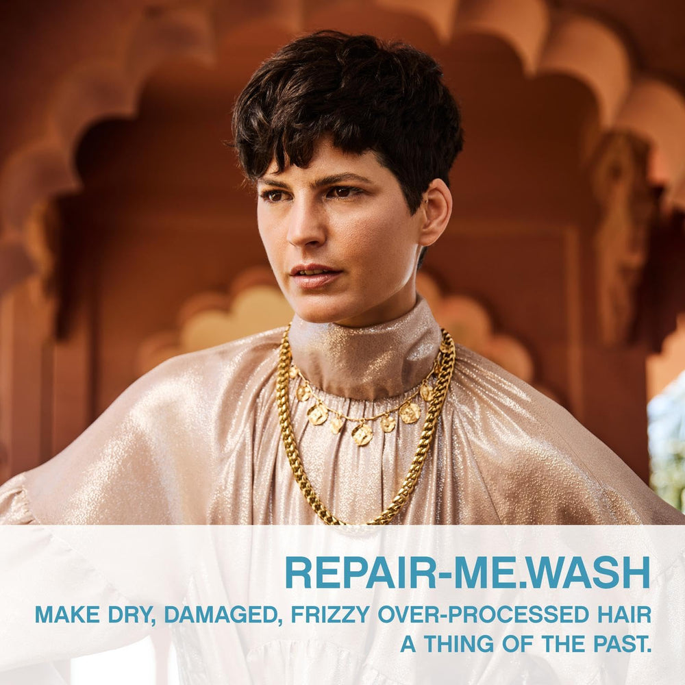 KEVIN.MURPHY REPAIR-ME.WASH bottle side shows sulfate-free formula ideal for frizz control