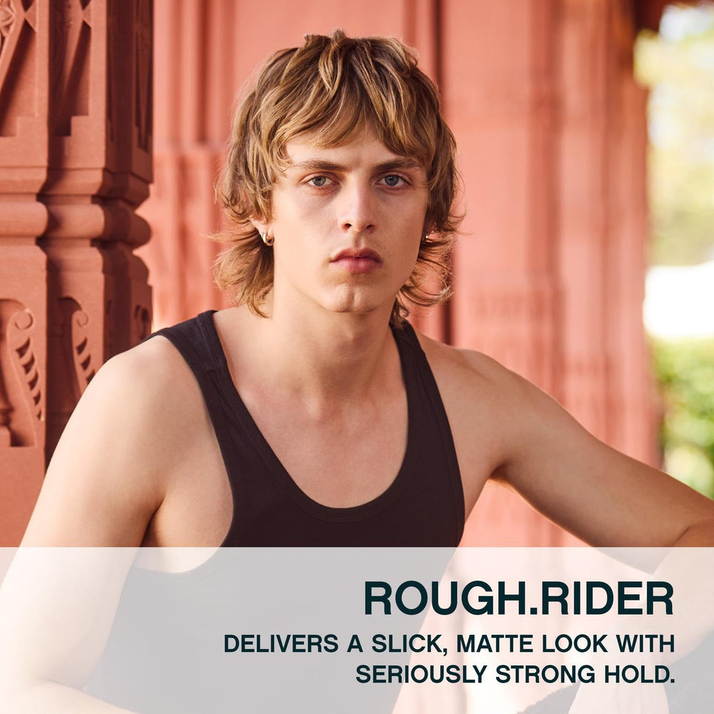 Kevin Murphy Rough.Rider clay hands-dispense demonstrates easy application for precise styling.