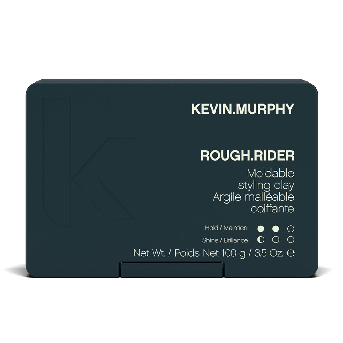 Kevin Murphy Rough.Rider clay packaging shows matte hold for versatile styling.