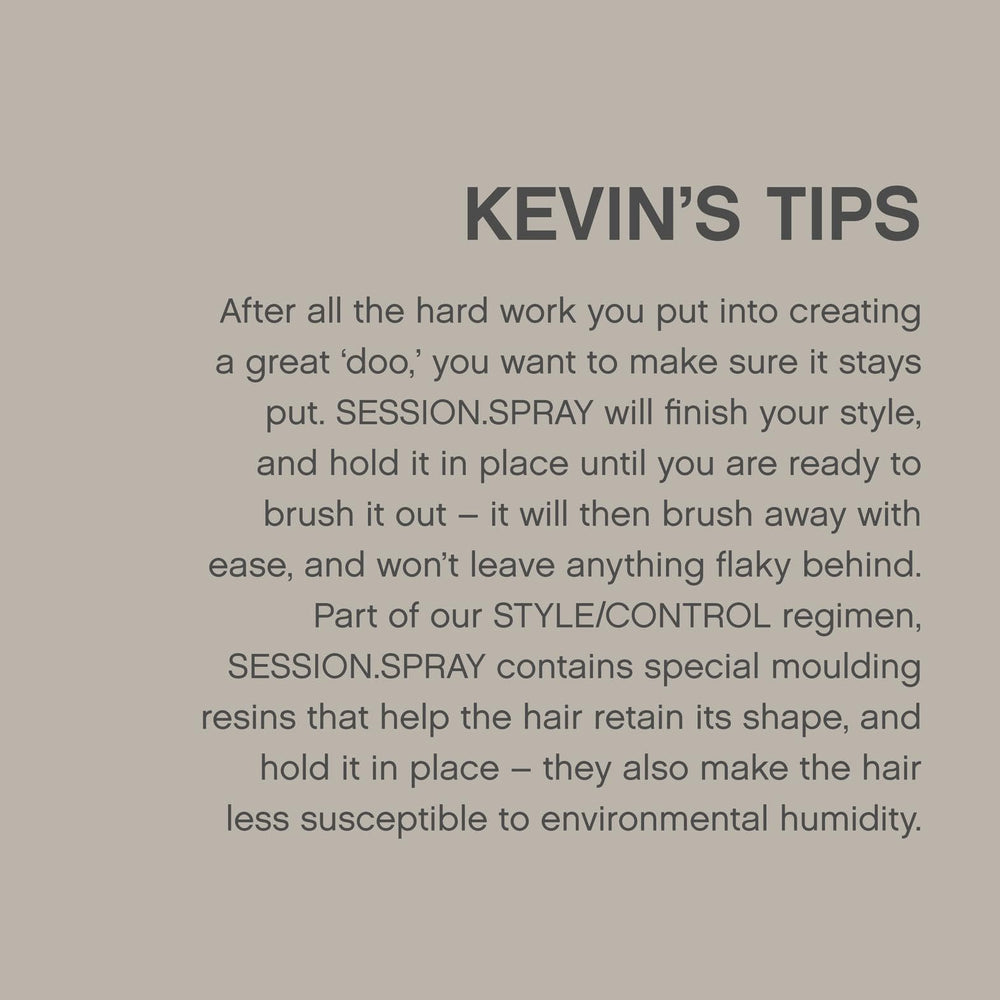 KEVIN.MURPHY SESSION.SPRAY humidity test showing frizz-free hold.