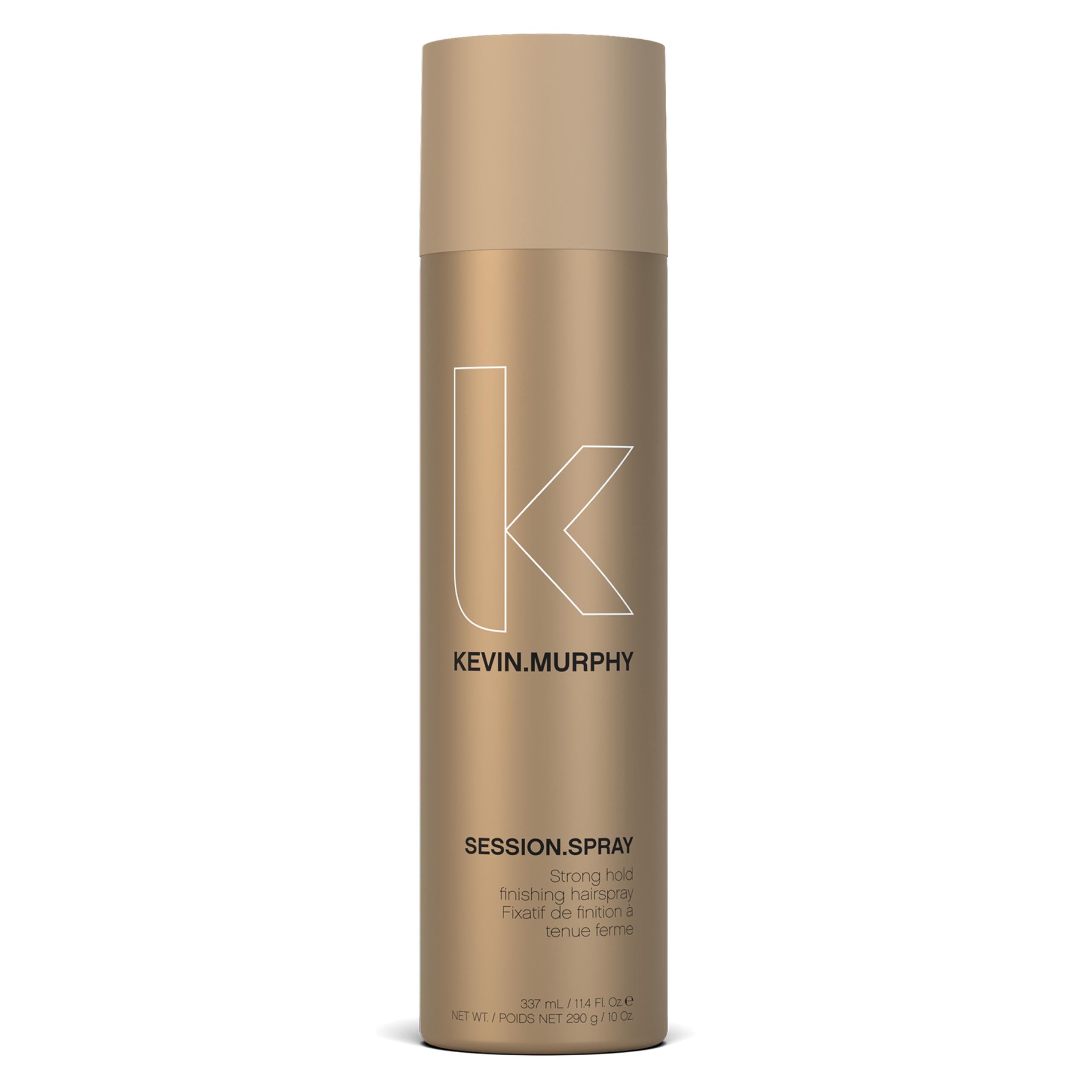 Kevin Murphy Session Strong Hold Finishing Spray bottle front shows flexible-hold promise.
