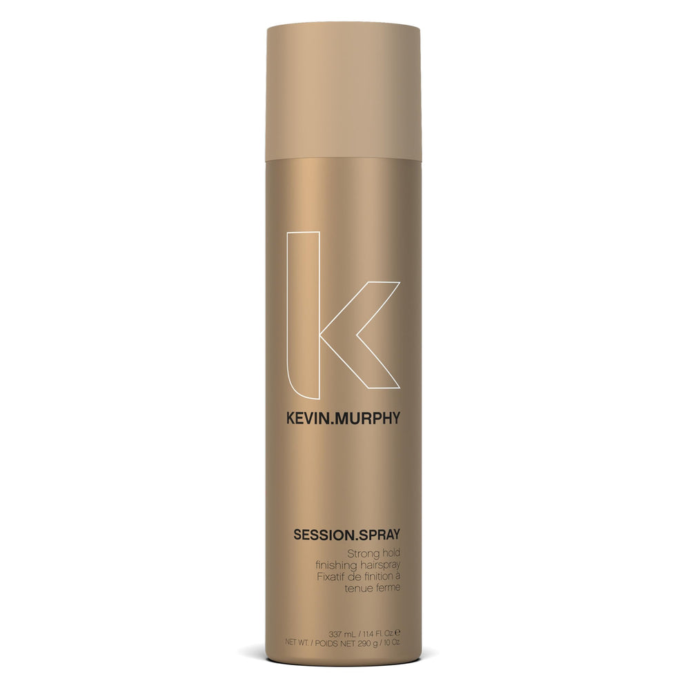 Kevin Murphy Session Strong Hold Finishing Spray bottle front shows flexible-hold promise.