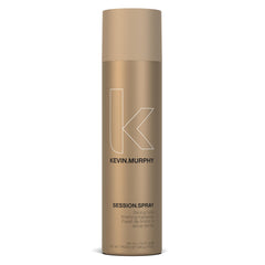 Kevin Murphy Session Strong Hold Finishing Spray bottle front shows flexible-hold promise.