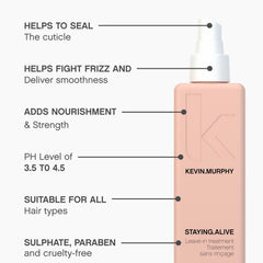 Color-treated hair cared for with nourishment from Staying.Alive.
