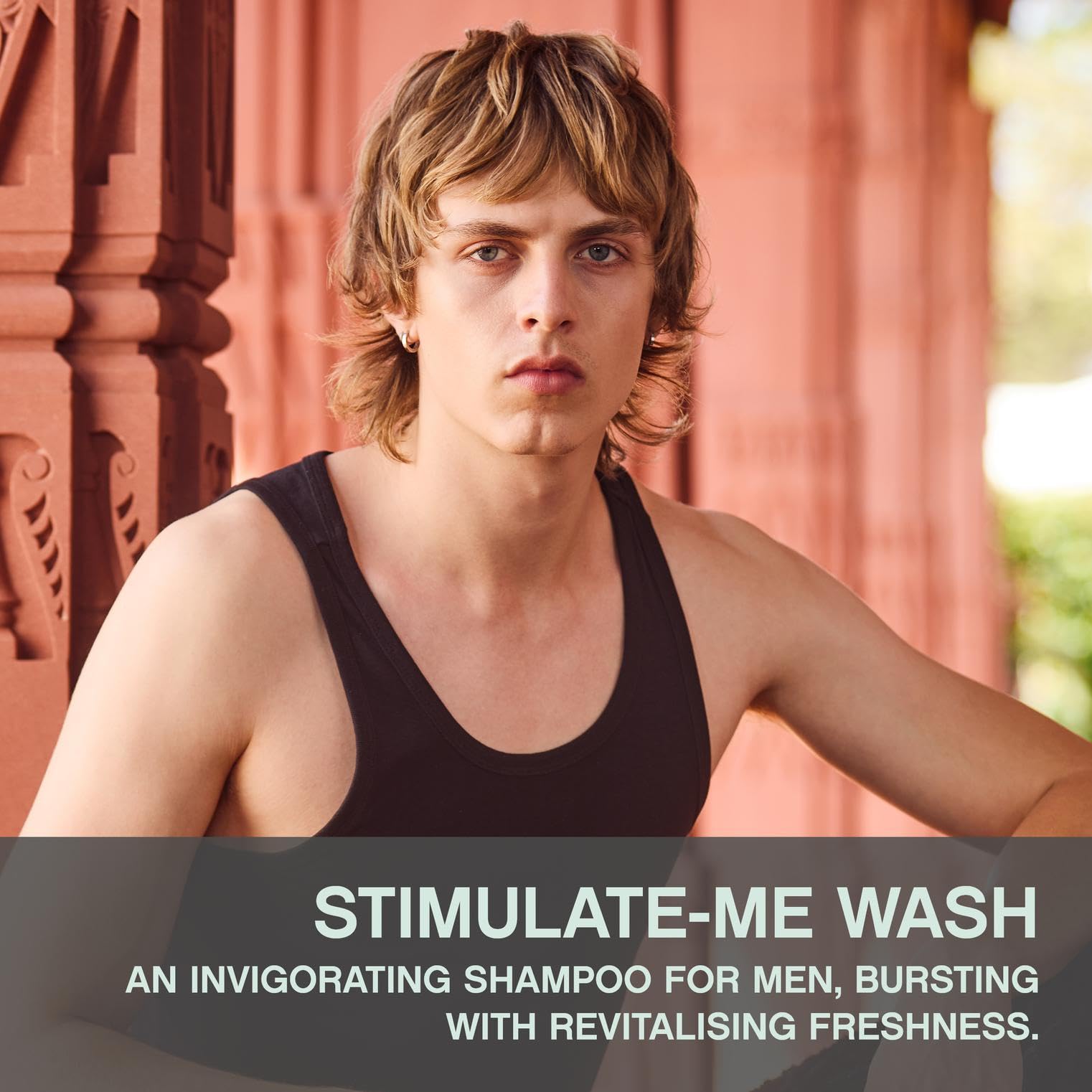 KEVIN.MURPHY STIMULATE-ME.WASH label closeup emphasizes sulfate- and paraben-free scalp care.