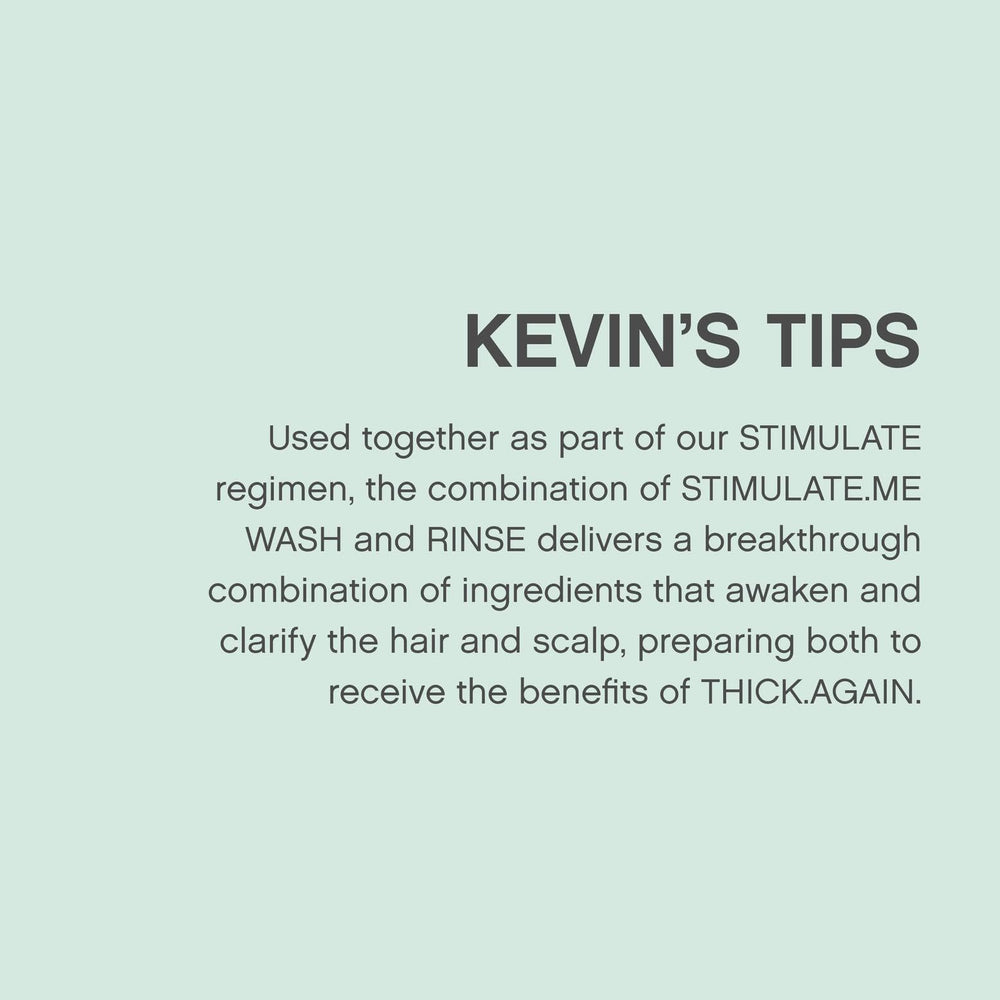 KEVIN.MURPHY STIMULATE-ME.WASH shower scene illustrates cleansing routine with refreshing sensation.