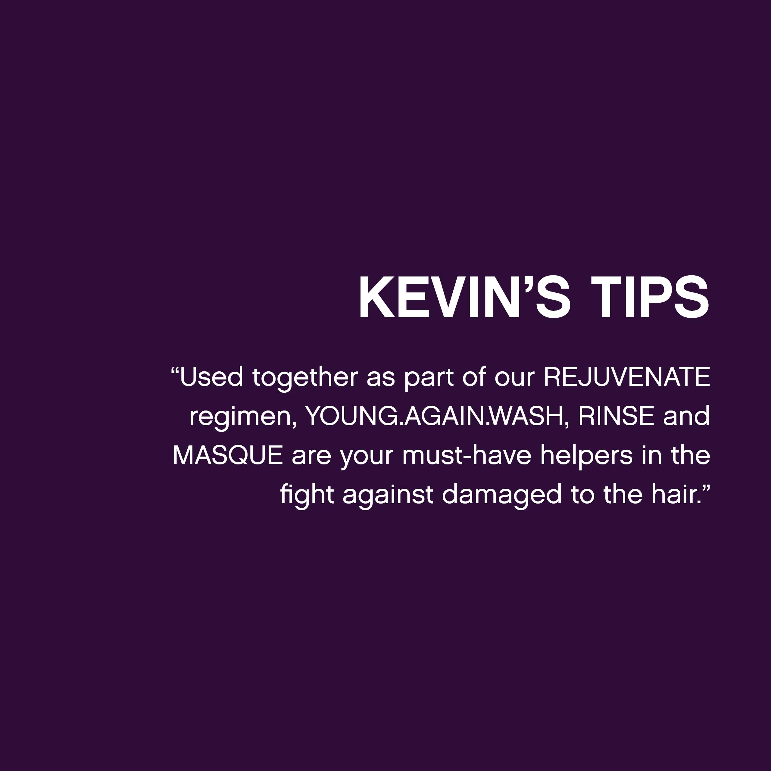 Kevin Murphy Young Again paraben-free label highlights clean formula.