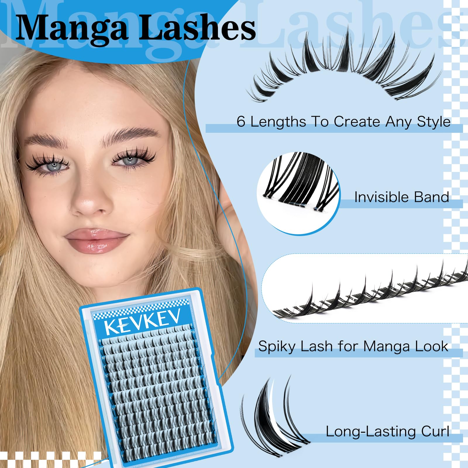 KevKev Fairy Lash Clusters Kit manga lashes for bold volume