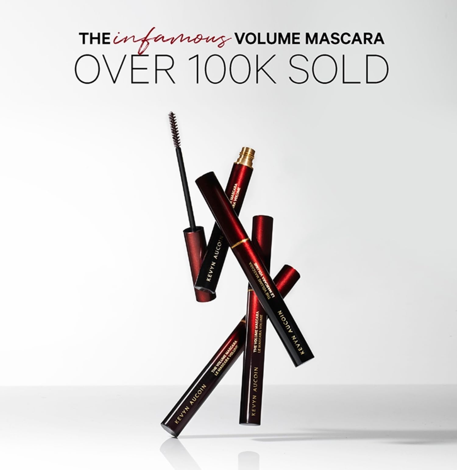 Kevyn Aucoin The Volume Mascara wand close-up highlights tubing technology.
