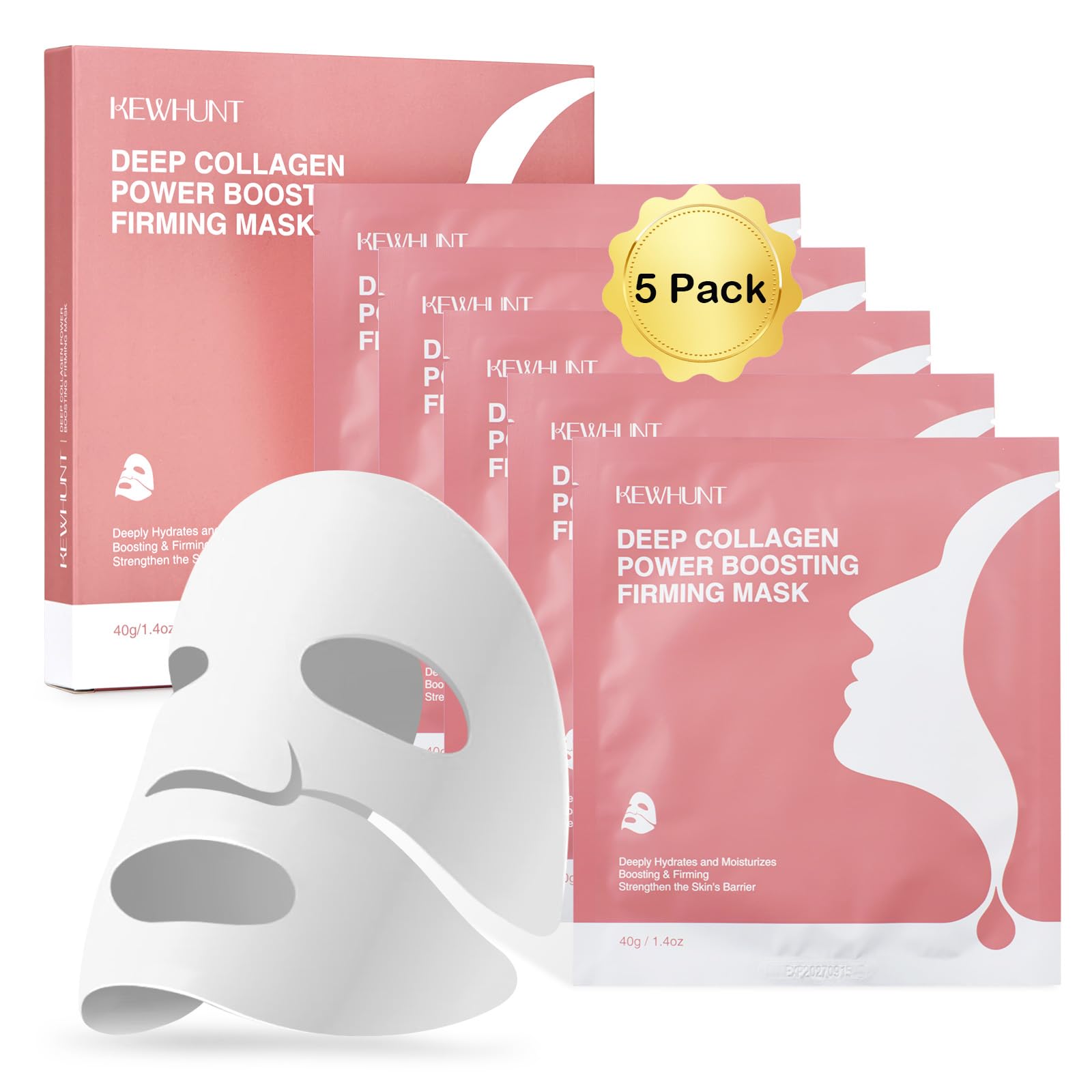 Kewhunt Deep Collagen Face Mask overnight application for hydration and firmness.