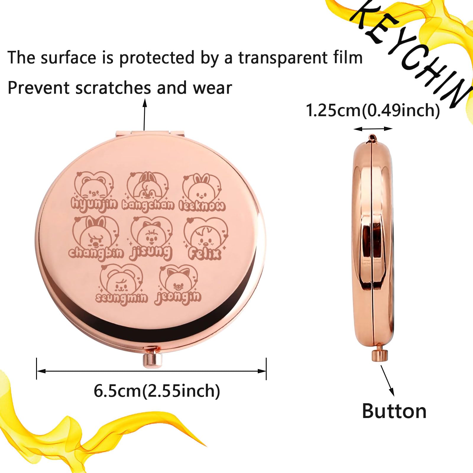KEYCHIN mirror ready for on-the-go makeup touch-ups during travel