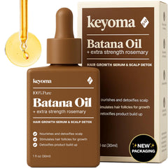 Keyoma Batana Oil bottle with rosemary infusion for scalp nourishment and shine