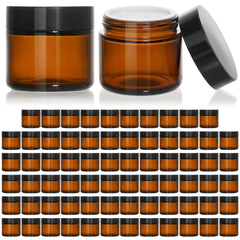 KEYWING 2oz glass jar with black lid offers durable storage for cosmetics and samples.