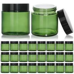 KEYWING 4oz green glass jar with black lid for premium cosmetic storage.
