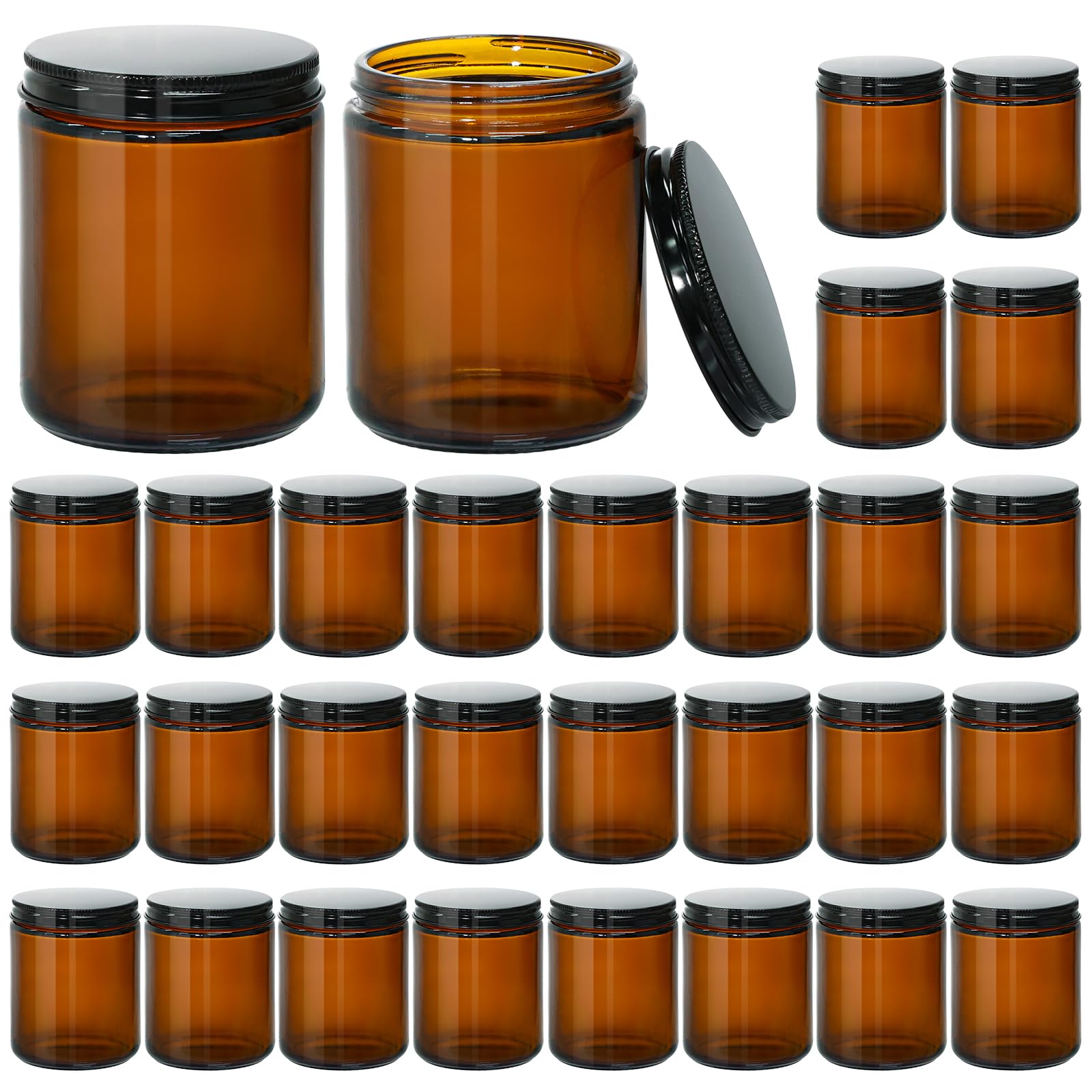 KEYWING 8oz amber glass jar ready for candle making and gifting.