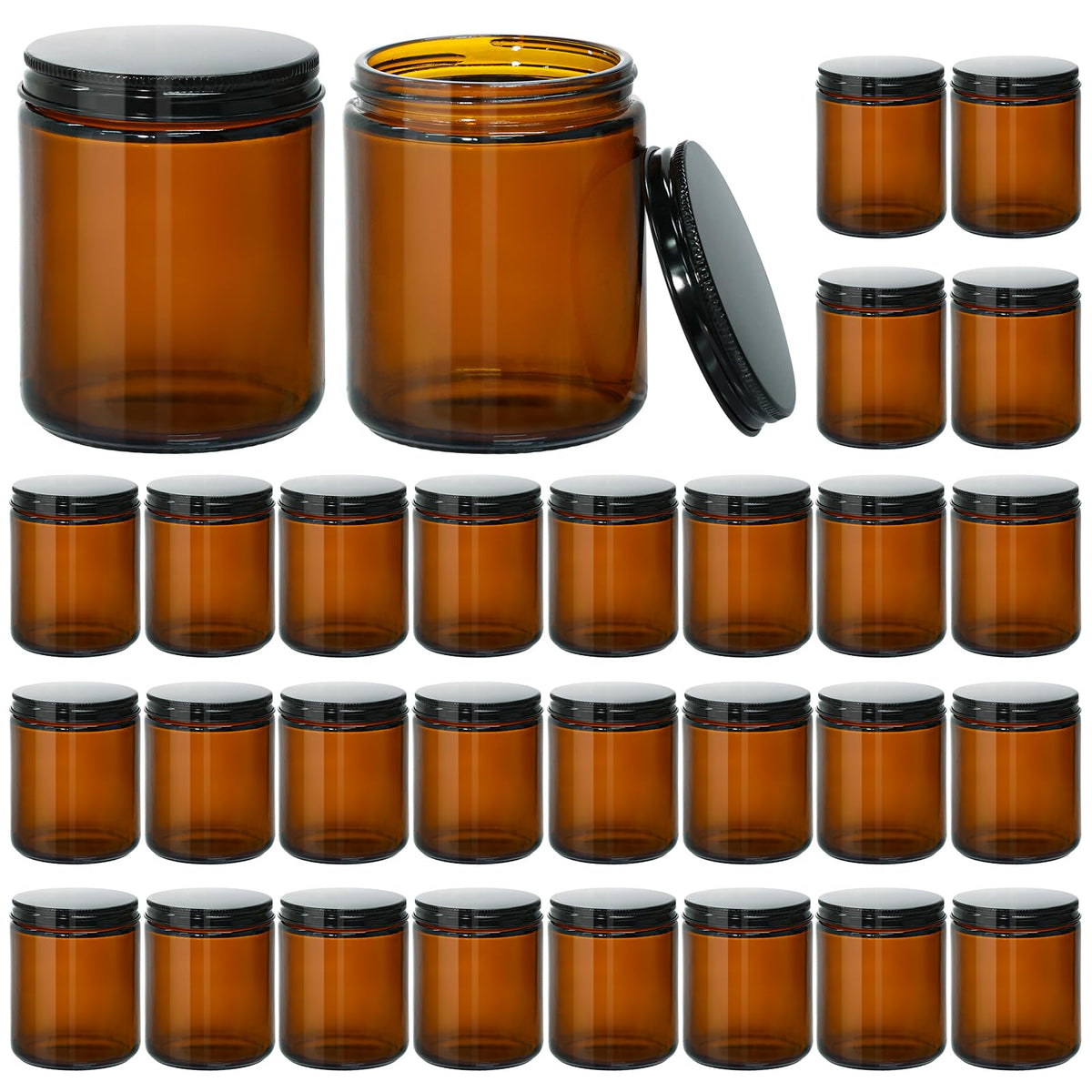 KEYWING 8oz amber glass jar ready for candle making and gifting.