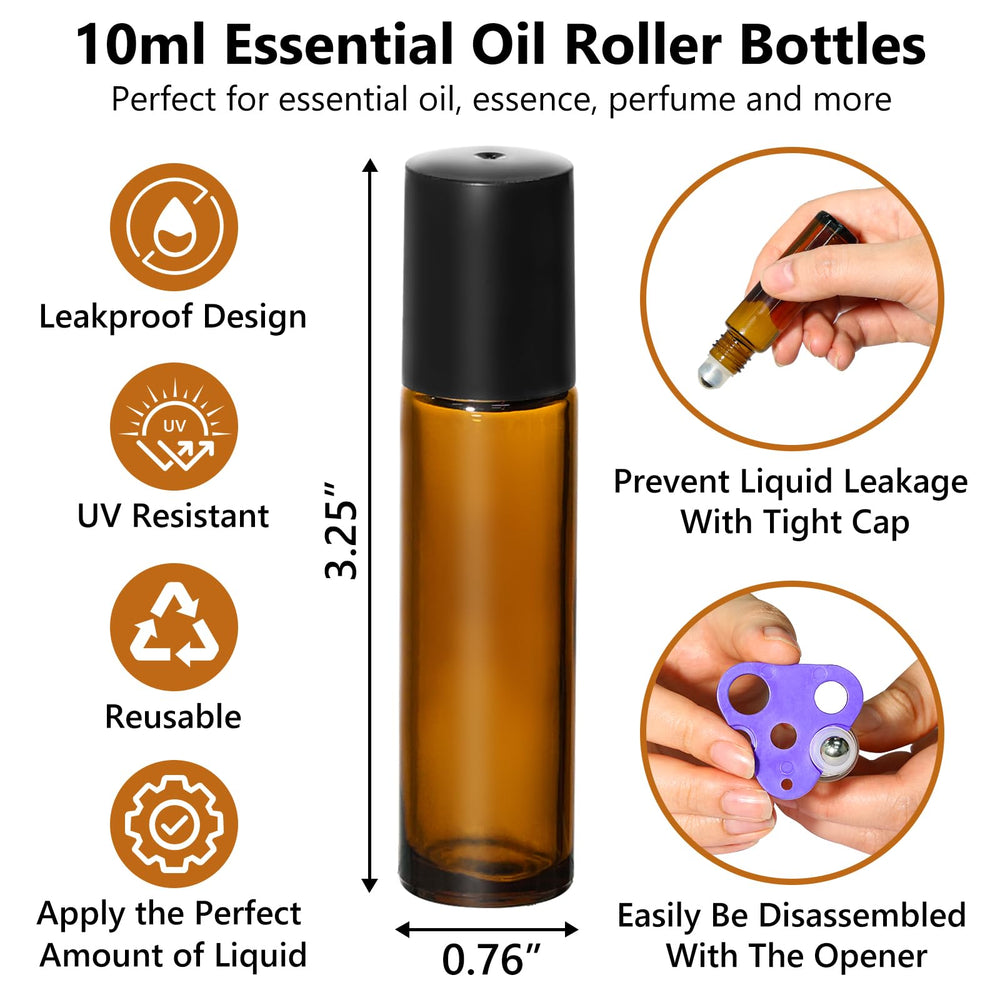KEYWING amber-glass roller bottle cap keeps oils secure and protected.