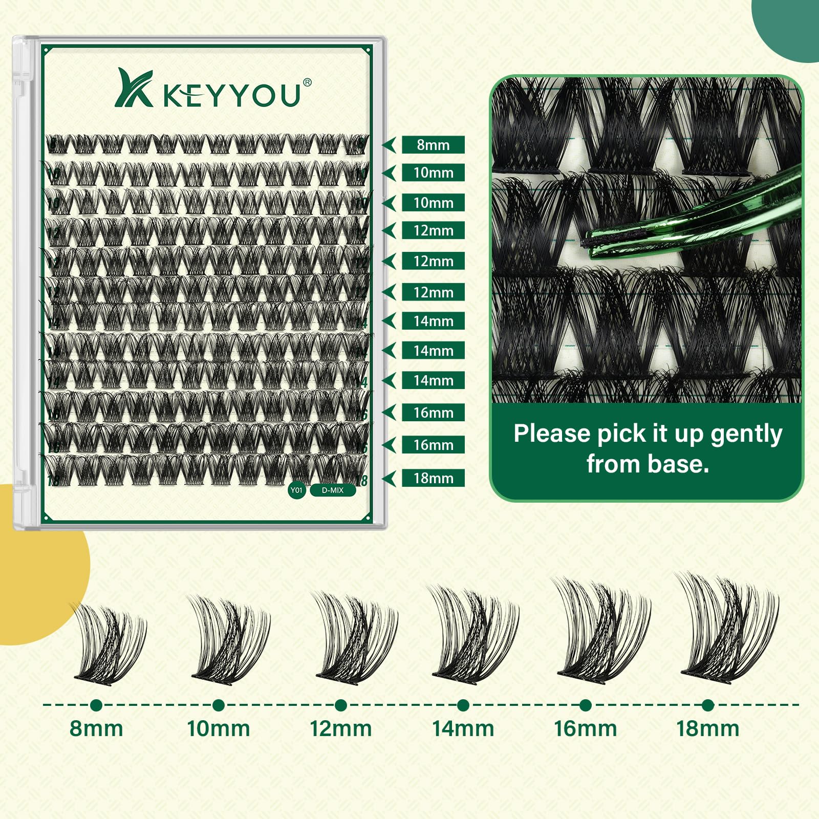 KEYYOU applicators and lash brush set keeps application neat and precise.