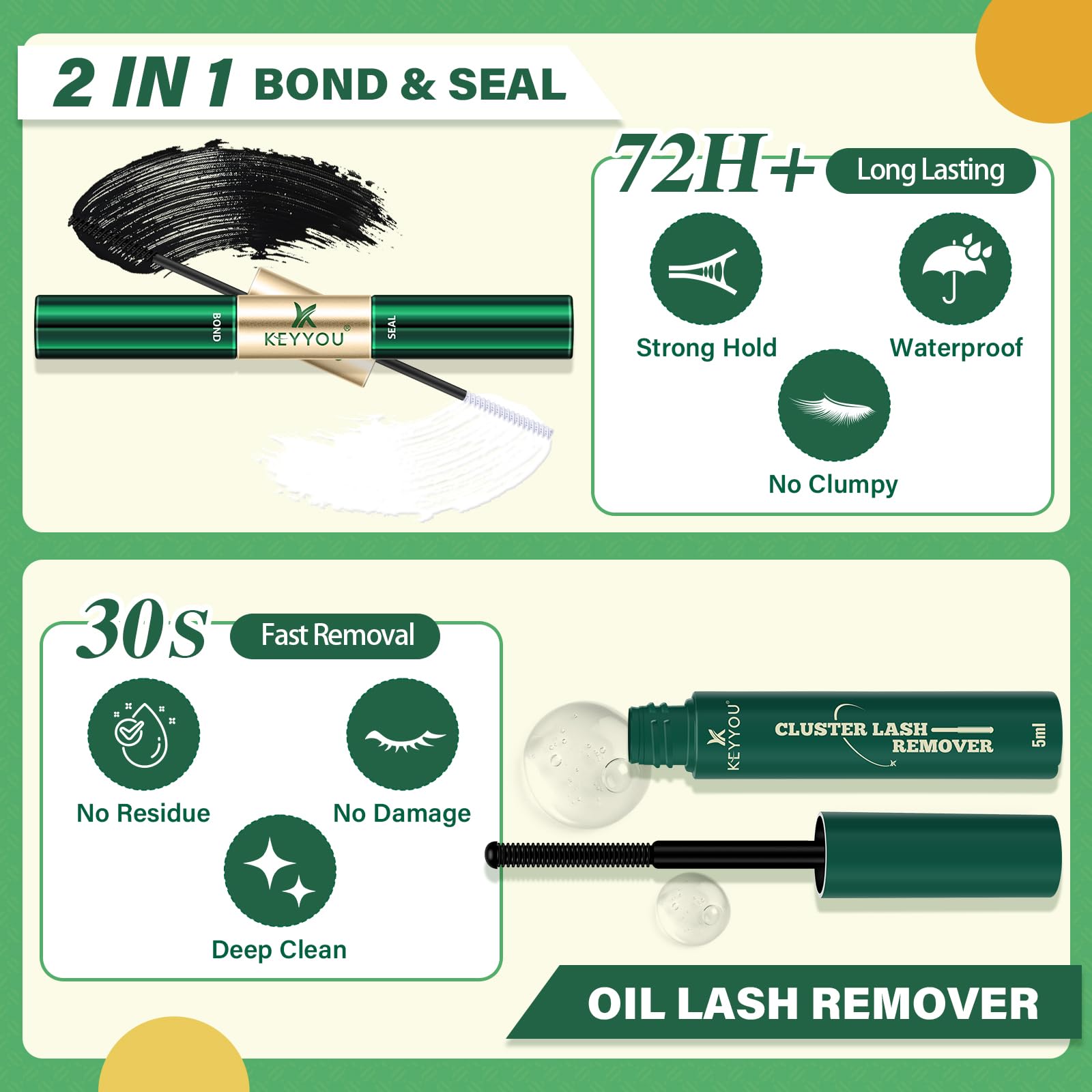 KEYYOU at-home lash-extension kit in-use demonstrates convenient salon-like results.