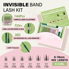 KEYYOU Fairy Lash Clusters Kit lashes closeup displaying D Curl wispy lashes for natural blend