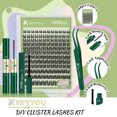 KEYYOU LASH Angel clusters closeup showing ultra-thin design blends with natural lashes