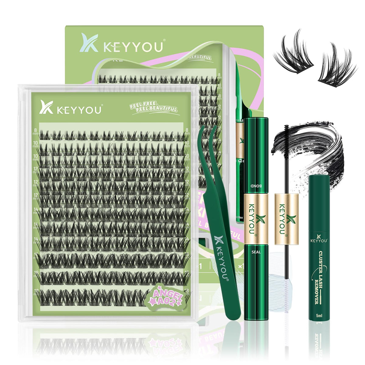KEYYOU LASH Angel clusters kit packaging for convenient at-home DIY