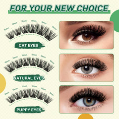 KEYYOU lash clusters kit 144pcs lash strips closeup highlights realistic-feeling lashes for all-day wear.