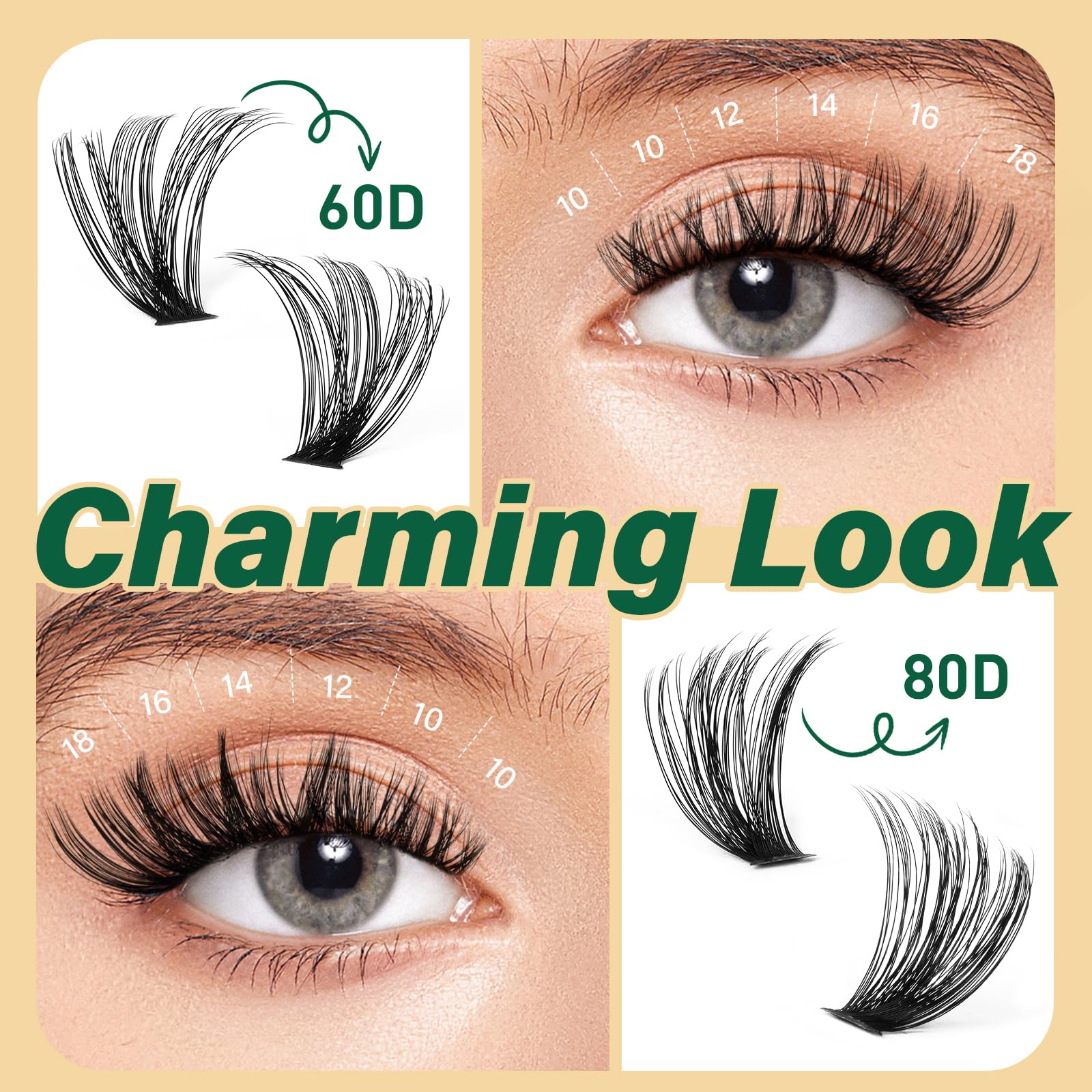 KEYYOU lash clusters 60D-80D enhance natural lash look