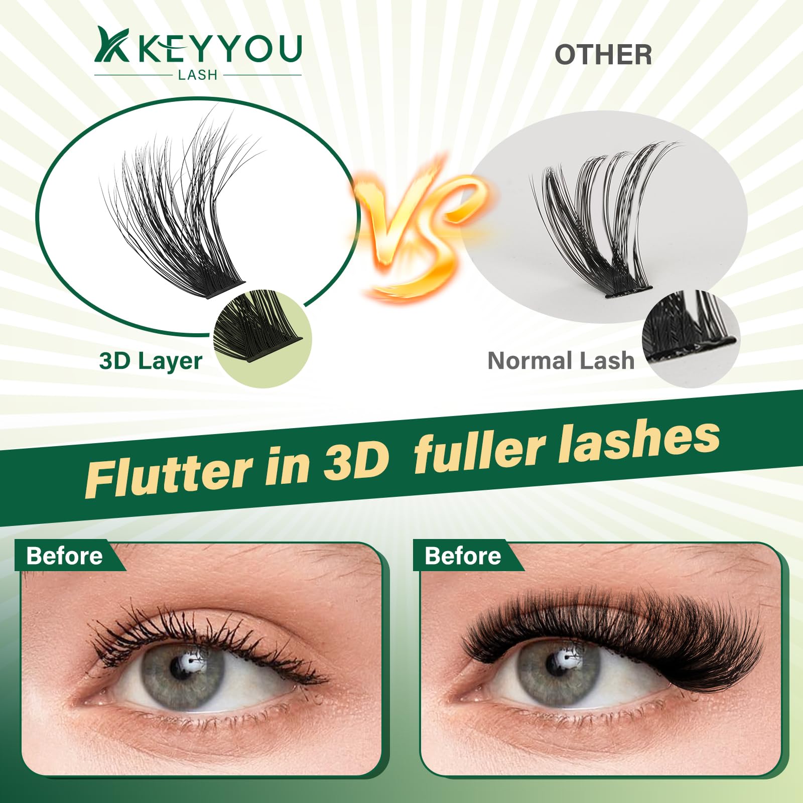 KEYYOU LASH hypoallergenic glue provides long-lasting adhesion.
