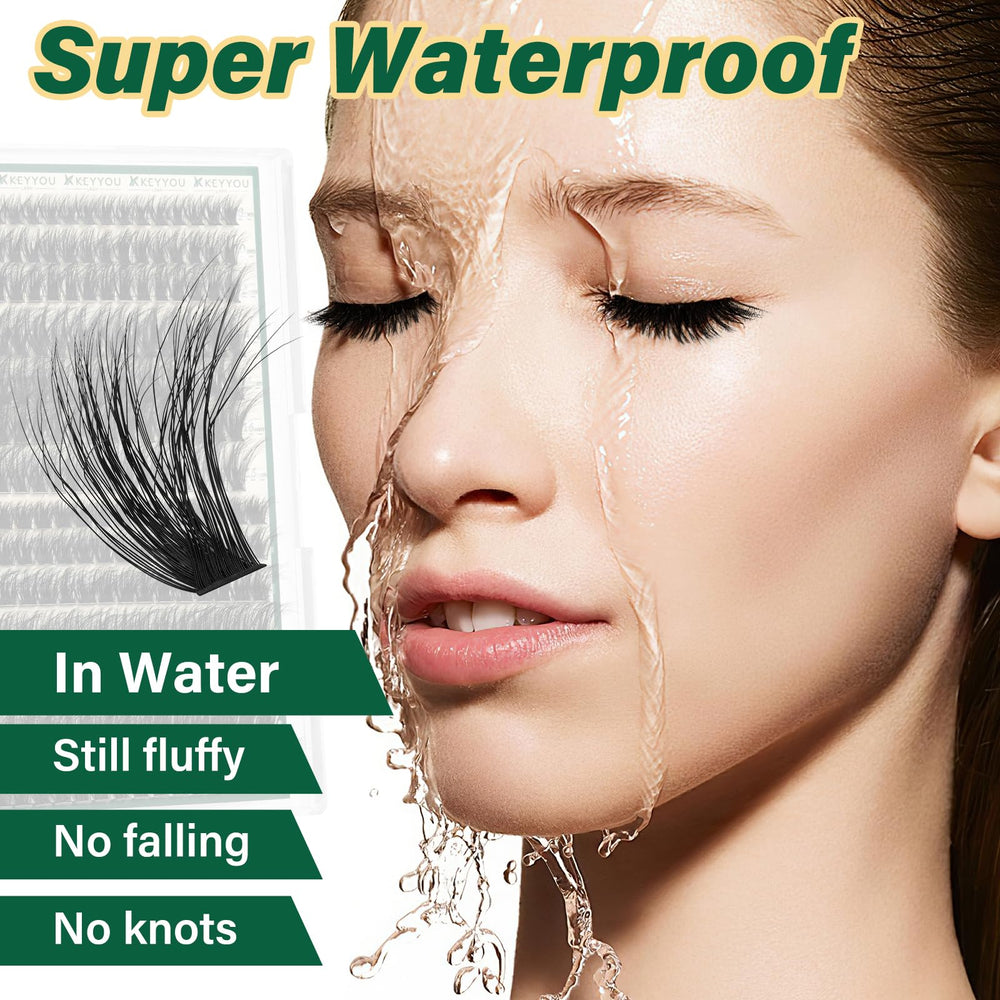 KEYYOU LASH model wearing wispy 3D clusters for natural finish.
