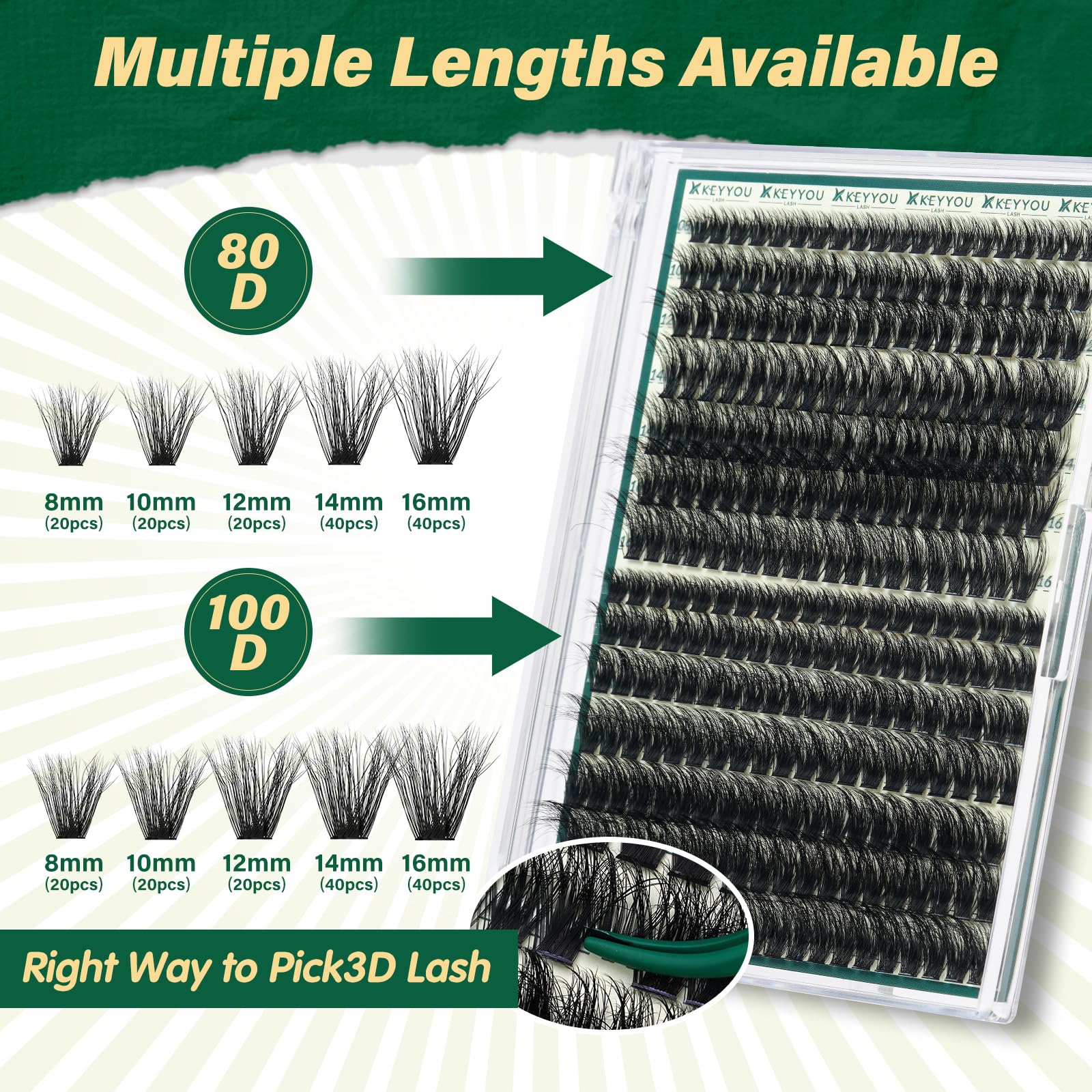 KEYYOU LASH professional three-piece tool set for precise application.