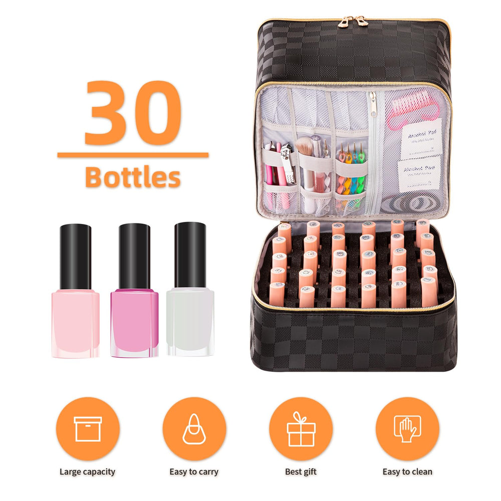 KGMCARE-pu-leather-travel-bag-exterior easy-clean surface for on-the-go manicure storage