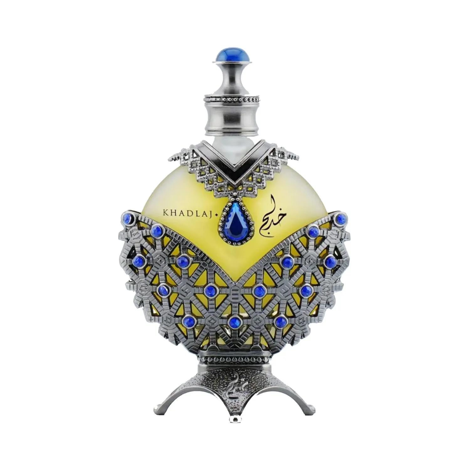 Khadlaj Hareem Al Sultan Blue bottle—premium packaging ideal for gifting.