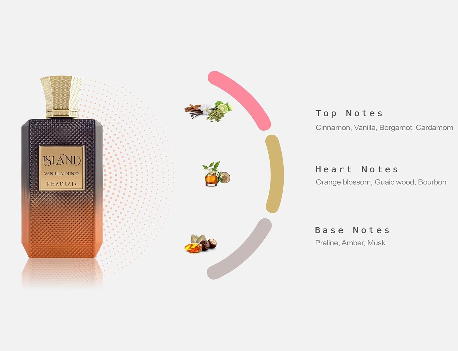 Khadlaj Island Vanilla Dunes bottle closeup highlighting vanilla notes and premium feel