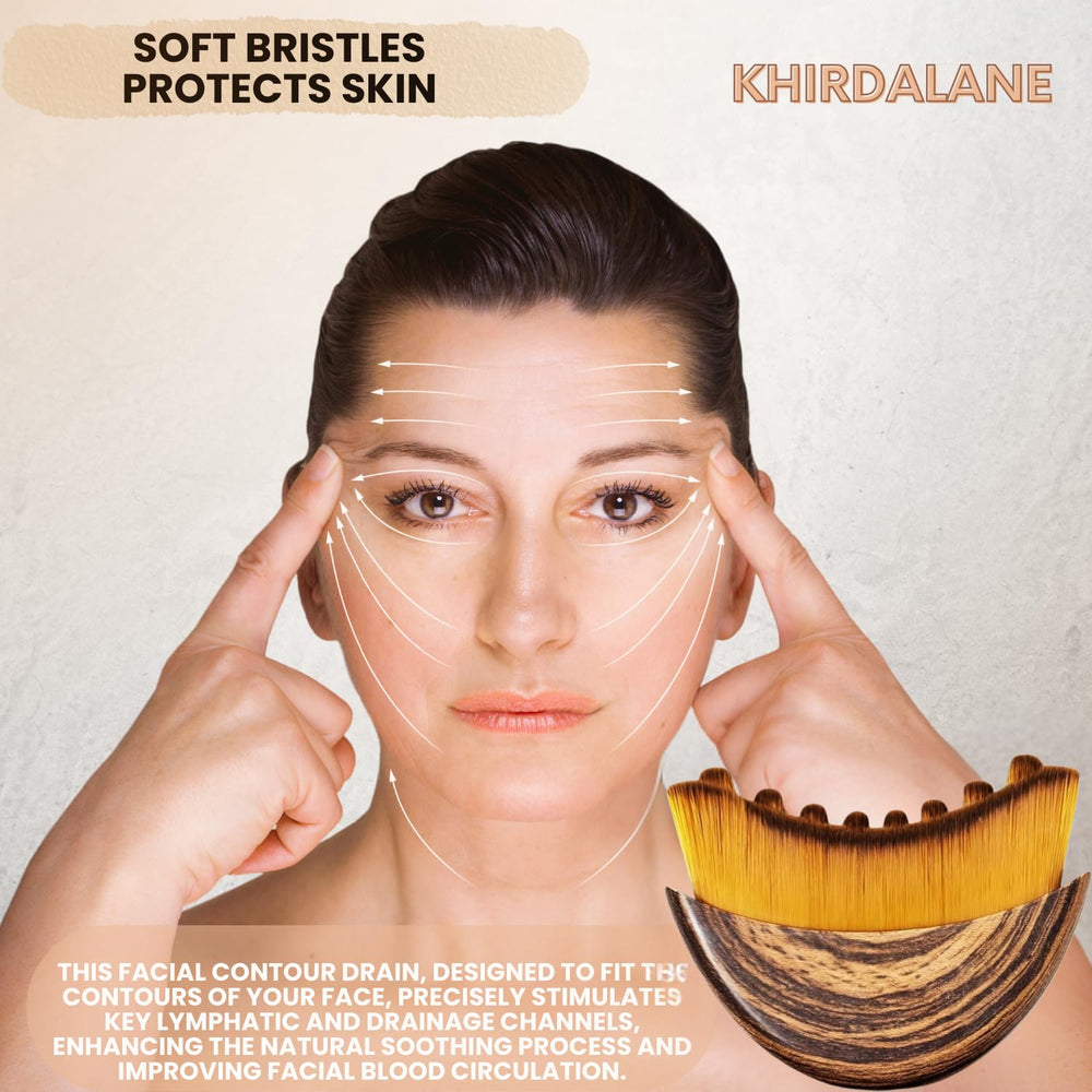 Khirdalane contour brush with ergonomic handle designed to fit skin precisely during routines
