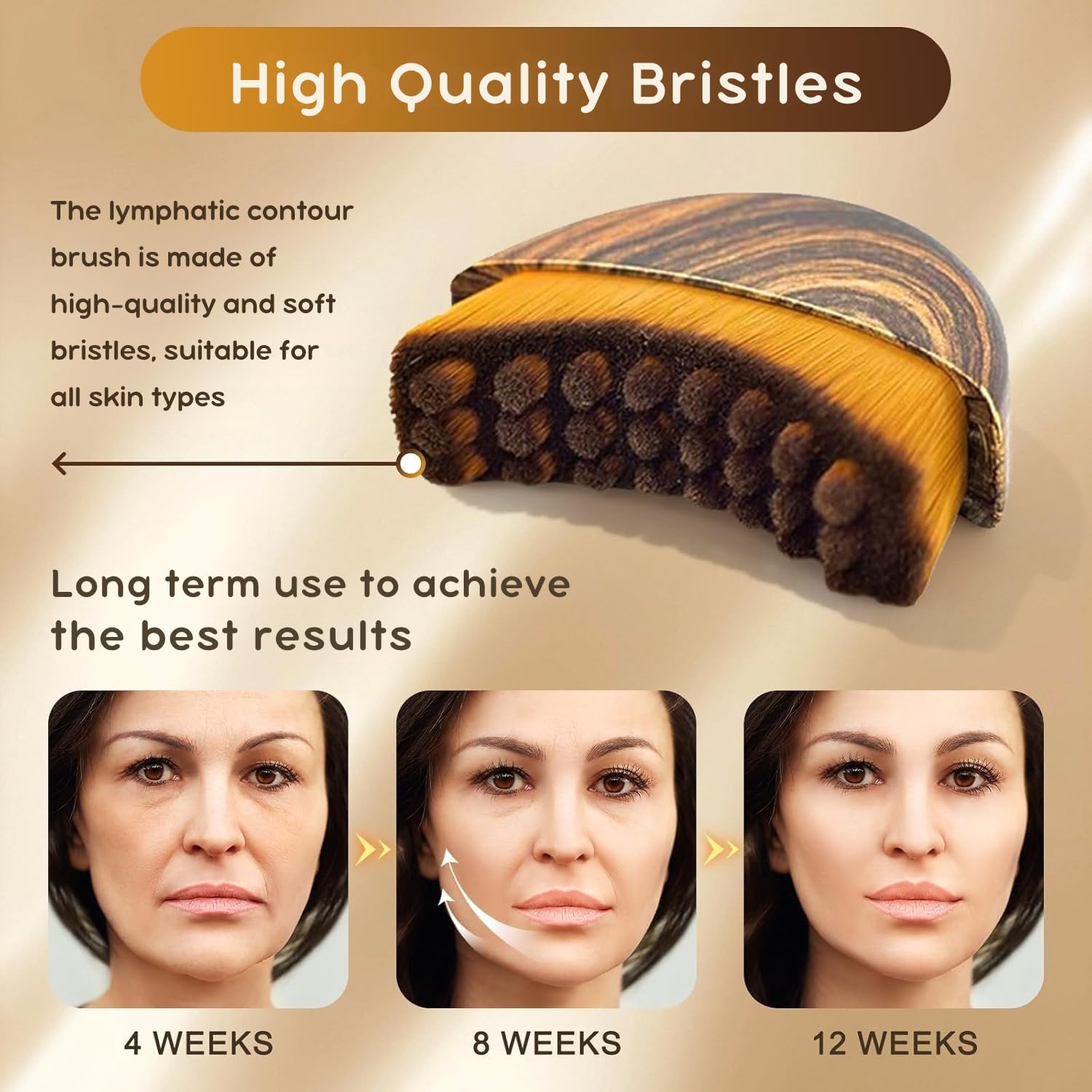 Khirdalane lymphatic drainage brush in action shows gentle massage across the jawline