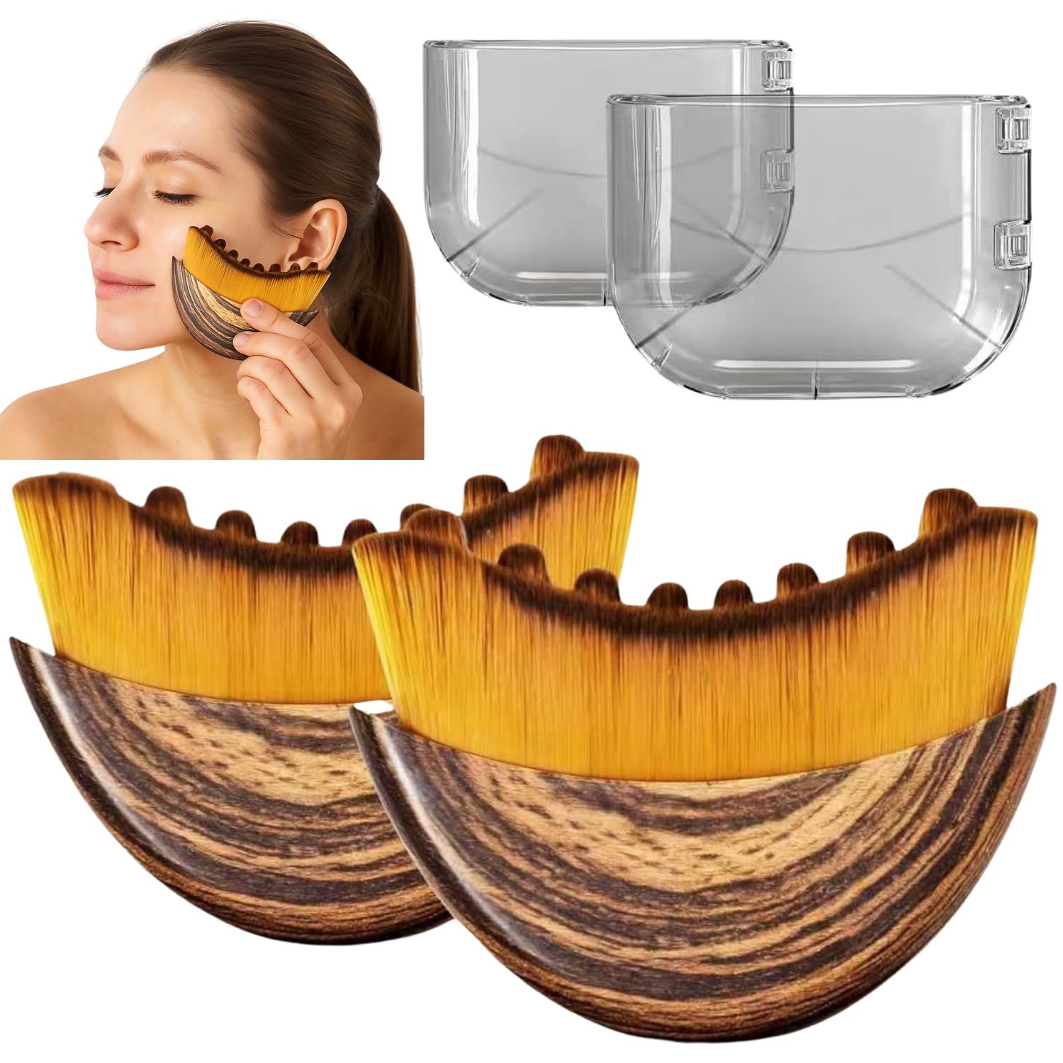 Khirdalane premium lymphatic contour brush closeup highlights ergonomic precision for contouring