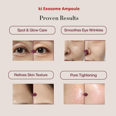 Ki Cosmetics exosome-PDRN-peptide-ingredients label highlights premium actives for skin support.
