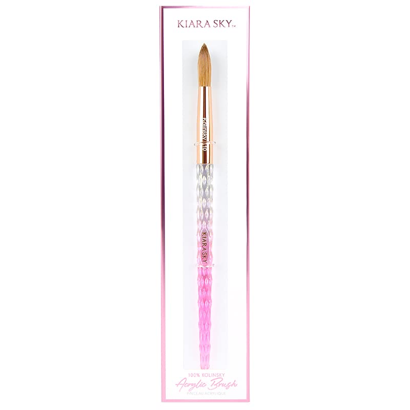 Kiara Sky acrylic brush 10 crystal-cut handle close-up highlighting ergonomic grip.