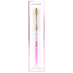 Kiara Sky acrylic brush 10 crystal-cut handle close-up highlighting ergonomic grip.