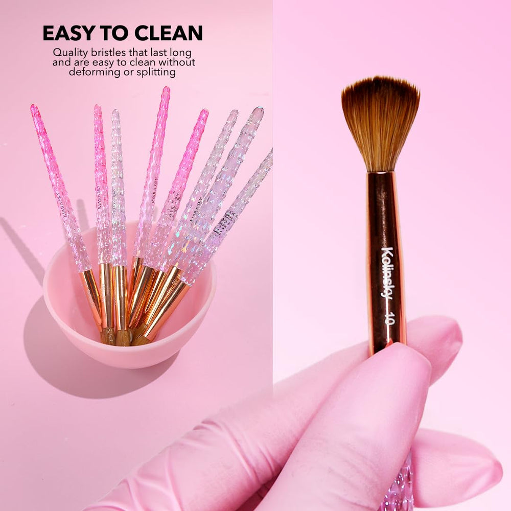 Kiara Sky acrylic brush 10 ergonomic curvature promotes steady control during application.