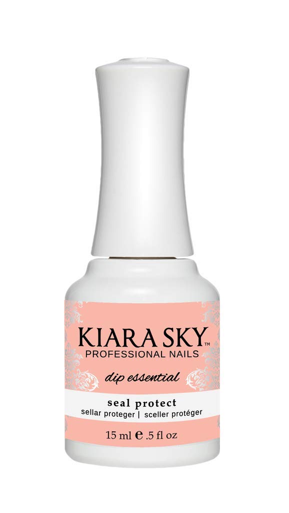 Kiara Sky Dip Manicure Seal Protect bottle pour for durable, chip-resistant finish.
