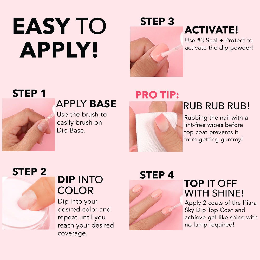 Kiara Sky Dip Powder nails in use showing lightweight natural finish