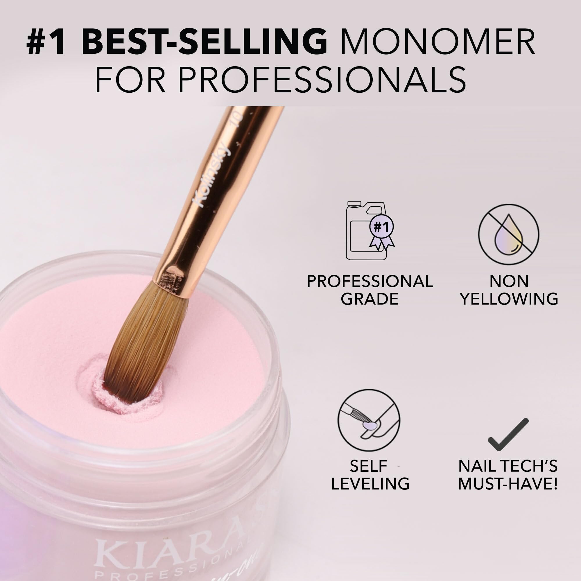 Kiara Sky EMA Monomer close-up shows durable adhesion for longer-lasting nails