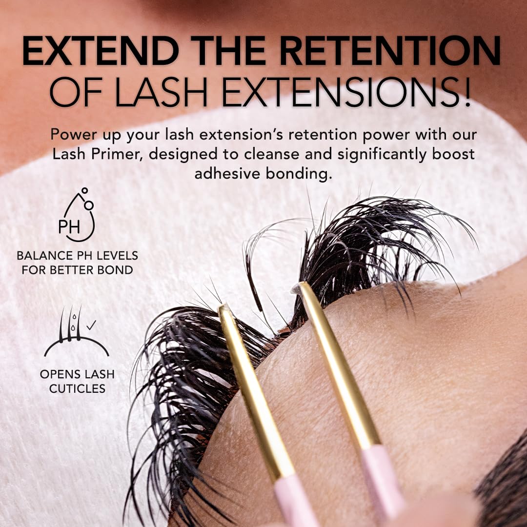 Kiara Sky Lash Primer applied on lashes showing oil and protein removal for better adhesion.