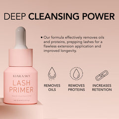 Kiara Sky Lash Primer Vitamin E glow highlighting nourishing pre-treatment for natural lashes.