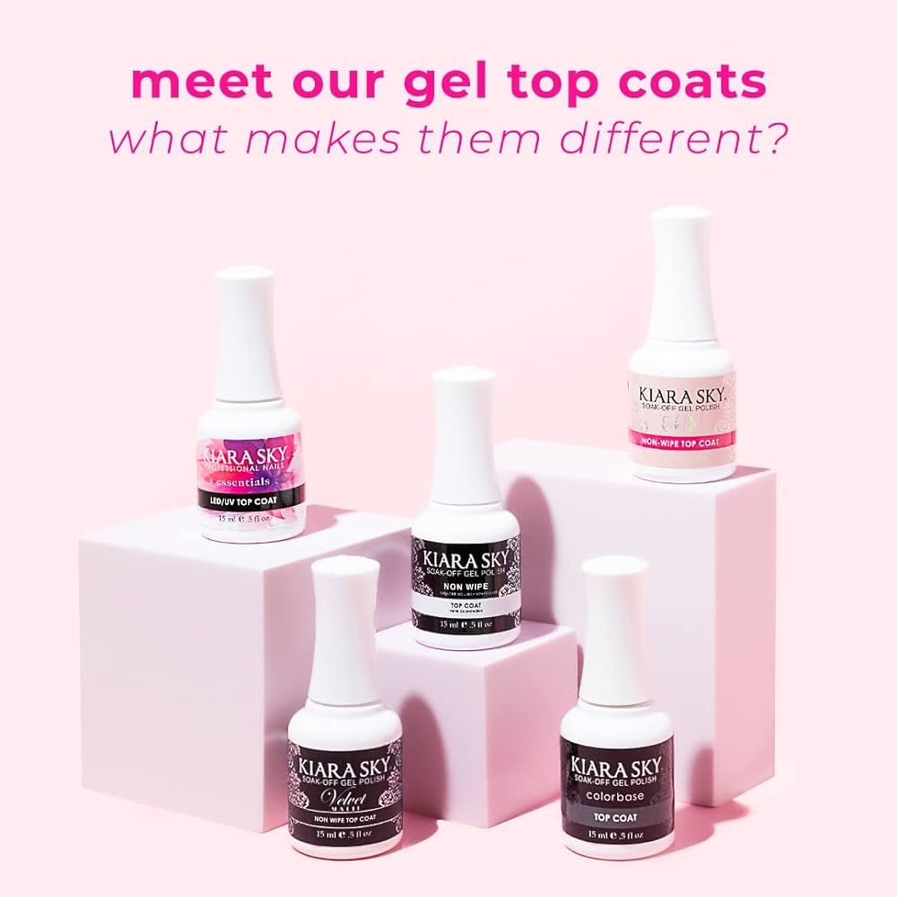 Kiara Sky nails with top coat showing durable shine